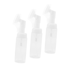 VICASKY 3Pcs Portable Transparent Foaming Soap Dispenser Refillable Shampoo Bottle with Facial Brush Lightweight Travel Container for Hand Soap and Shower Gel