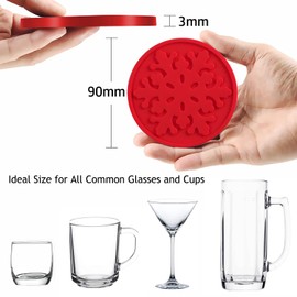 Coasters for Drinks Set of 8, Colorful Silicone with Grooved Pattern Snowflake for Drink, Tabletop Protection, Home Décor