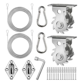 COOLYARD Shade Sail Hardware Kit Ratchet Winch Set Cable Rope Tightener 6 Inch Hanging Kit Pad Eyes Snap Hooks for Rectangle Square Triangle Shade Sail Installation