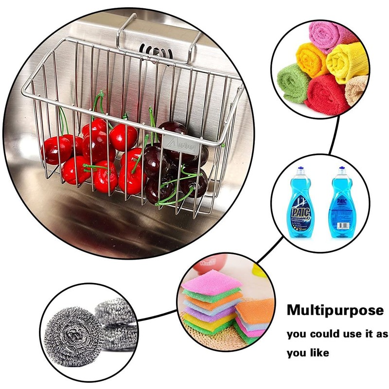 Sponge Holder, Sink Caddy Kitchen Brush Soap Dishwashing Liquid Drainer