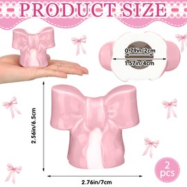 Wonderjune 2 Pack Toilet Bolt Caps Decorative Coquette Pink Bow Bolt Screw Cover Caps Ceramic Cute Bathroom Decor Fun Themed Gadgets Replacement Parts