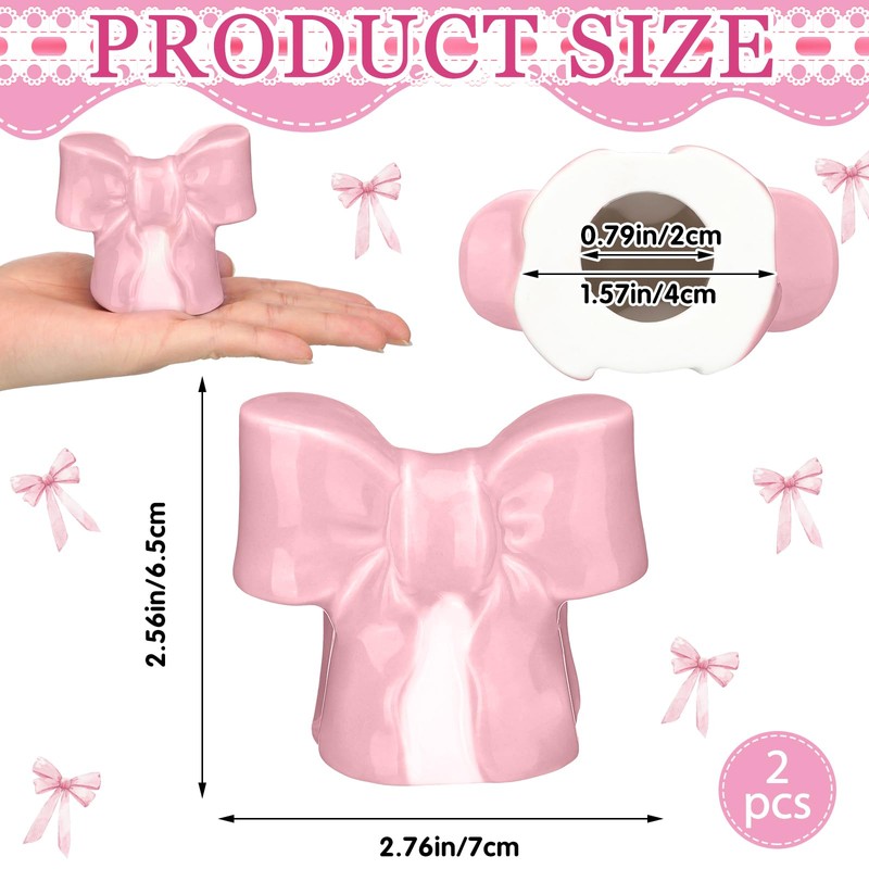 Wonderjune 2 Pack Toilet Bolt Caps Decorative Coquette Pink Bow