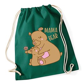 Hippowarehouse Mama Bear Illustration Drawstring Cotton School Gym Bag 37cm x 46cm, 12 litres