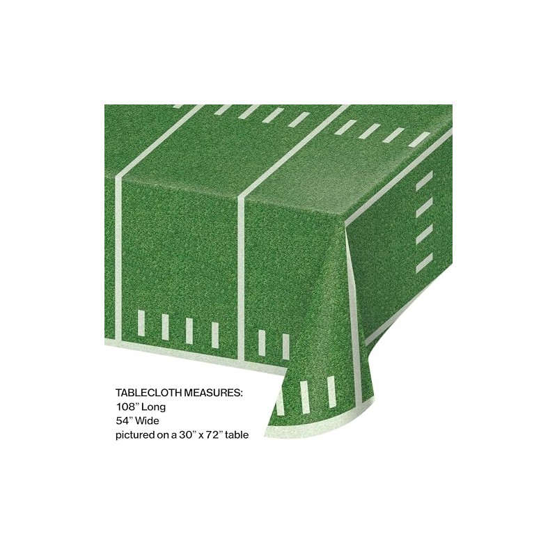 Trendware Football Field Plastic Tablecloths, 3 Count