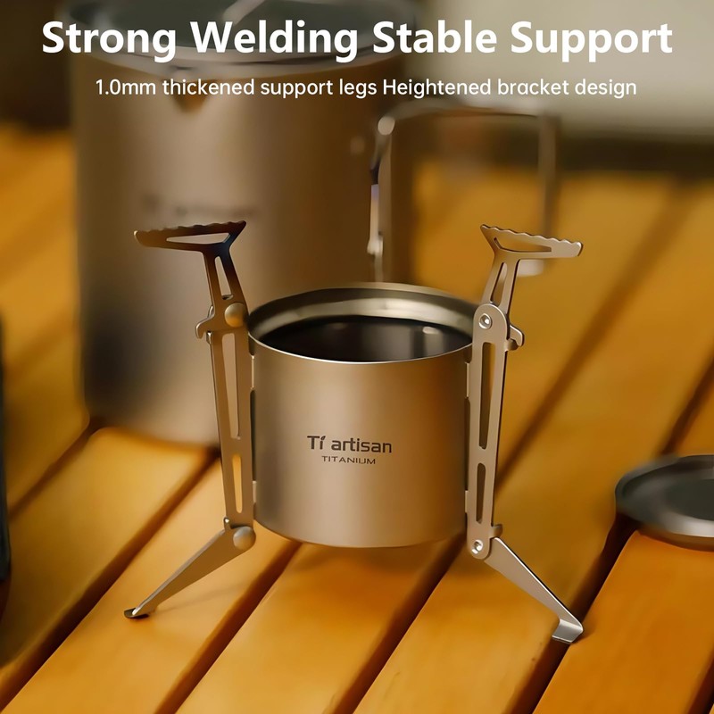 Ti artisan Titanium Alcohol Stove with Foldable Stand Cover Storage