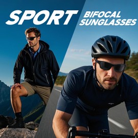 Missfive Premium Bifocal Sunglasses for Men Wrap Sport Sunglasses UV Protection Sports Outdoor Driving, 2 Black