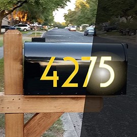 Diggoo Reflective Yellow Mailbox Numbers Sticker Decal Die Cut Uzbek Style Vinyl Number 4" Self Adhesive 2 Sets for Mailbox, Signs, Window, Door, Cars, Trucks, Home, Business, Address Number