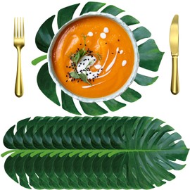 100 Manteles Individuales Desechables de Papel de Hoja de Palma Tropical 12 Pulgadas x 14 Pulgadas Manteles Individuales para Fiesta de Luau Salvamantel de Mesa de Hojas Verdes Decoración Hawaiana