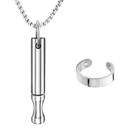 NlsqEU 2 Pcs Breathing Necklace, Anxiety Necklace Breathing with Ring, Meditation, Gift for Women Men(Silver)