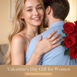 CDE Infinity Heart Symbol Charm Link Bracelet for Women 925 Sterling Silver Adjustable Mother's Day Gift Anniversary Jewelry Christmas Birthday Gifts for Wife Girlfriend Her