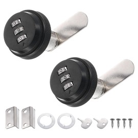 PATIKIL 1" Combination Cam Lock, 2 Pcs File Cabinet Locks with Combination Password Coded Cabinet Locks with Cylinder Chrome for 0.4-0.8" Thick Wood Drawer Mailbox Filing Cabinet, Black