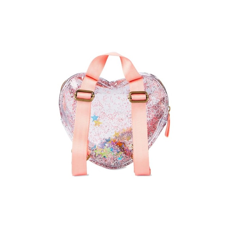 Skip Hop Clear Glitter Heart Kids Backpack, Age 6+, transparent