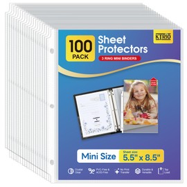 KTRIO Heavyweight Sheet Protectors 5.5 x 8.5 inch, Clear Page Protector for Mini 3 Ring Binder, Plastic Sleeves for Binders, Top Loading Paper Sheets Sleeve Letter Size, Office & Home, 100 Pack