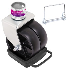 6" White Trailer Jack Dual Wheel with Jack Wheel Dock,2000lbs Capacity with with Caster Wheel Chock