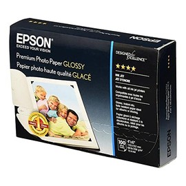 Epson S041727 Premium Photo Paper, 68 lbs., High-Gloss, 4 x 6 (Pack of 100 Sheets),White