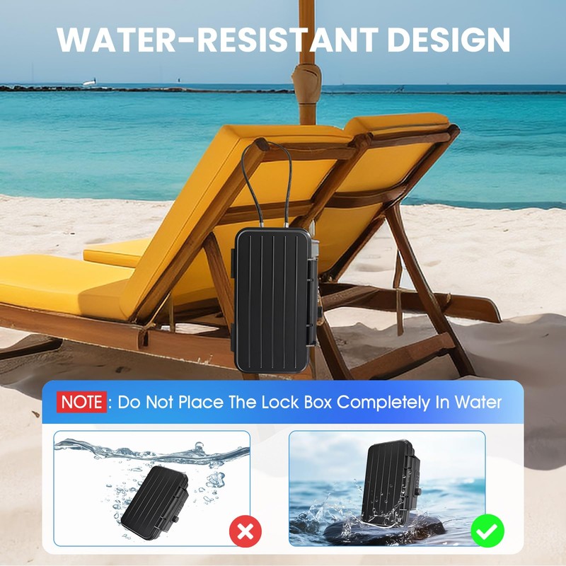 Eikovia Beach Lock Box,Travel Safe Lock Box with Removable Chain,Locking