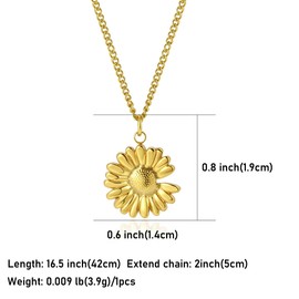 SKENUDY 14K Gold Flower Necklace for Women Boho stainless steel waterproof Cute Dainty Love Pendant Necklaces for Women