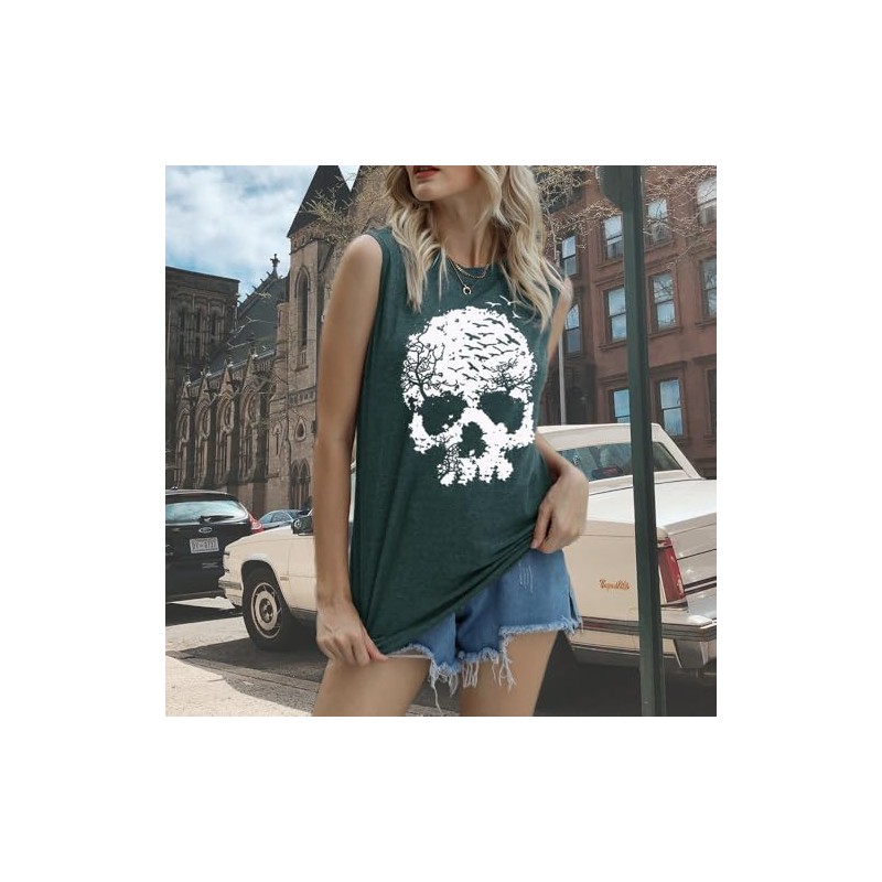 Camisas de calavera para mujer, divertidas camisetas con gráficos góticos,