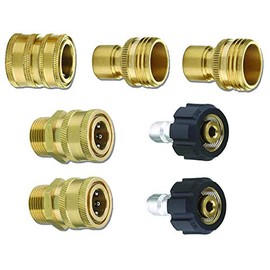 MTM Hydro Pressure Washer Hose Adapters Kit - 7 Piece Brass Set of High Pressure Quick Connect Couplings and Connectors - Adaptors for Foam Cannons, Pressure Washers, and Hoses