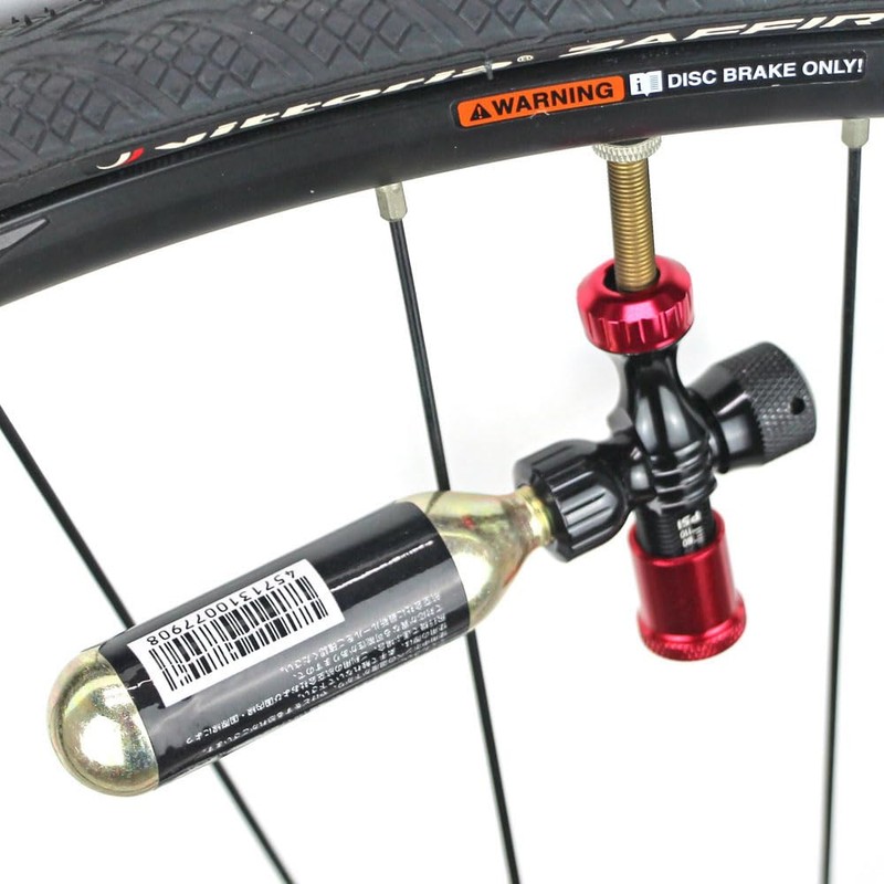R250 Preset Type CO2 Inflator, Black/Red, Includes Air Pressure Gauge,