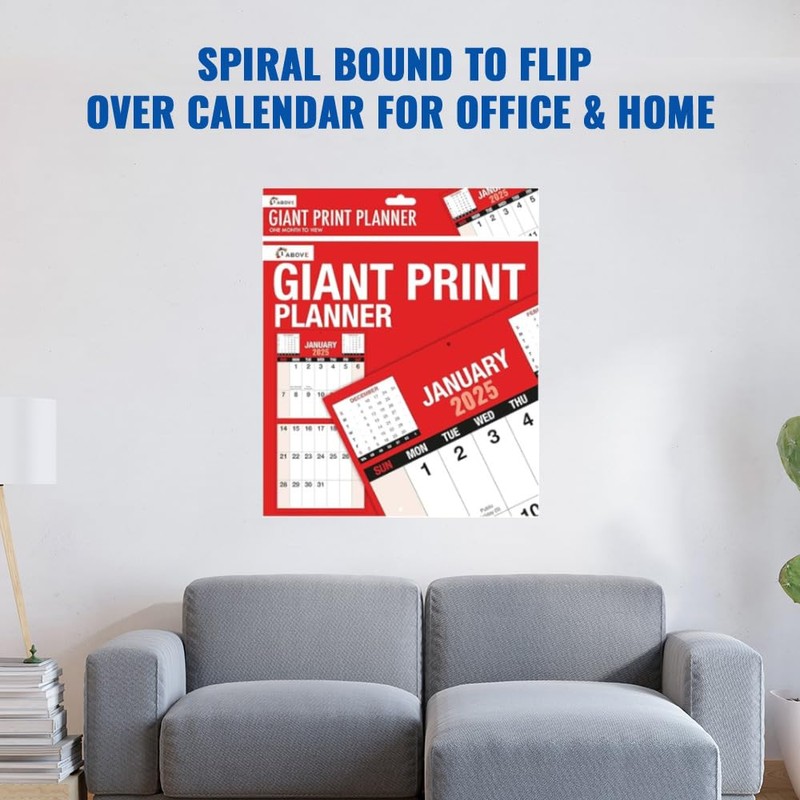 2025 Giant Print Month To View Wall Calendar Planner -