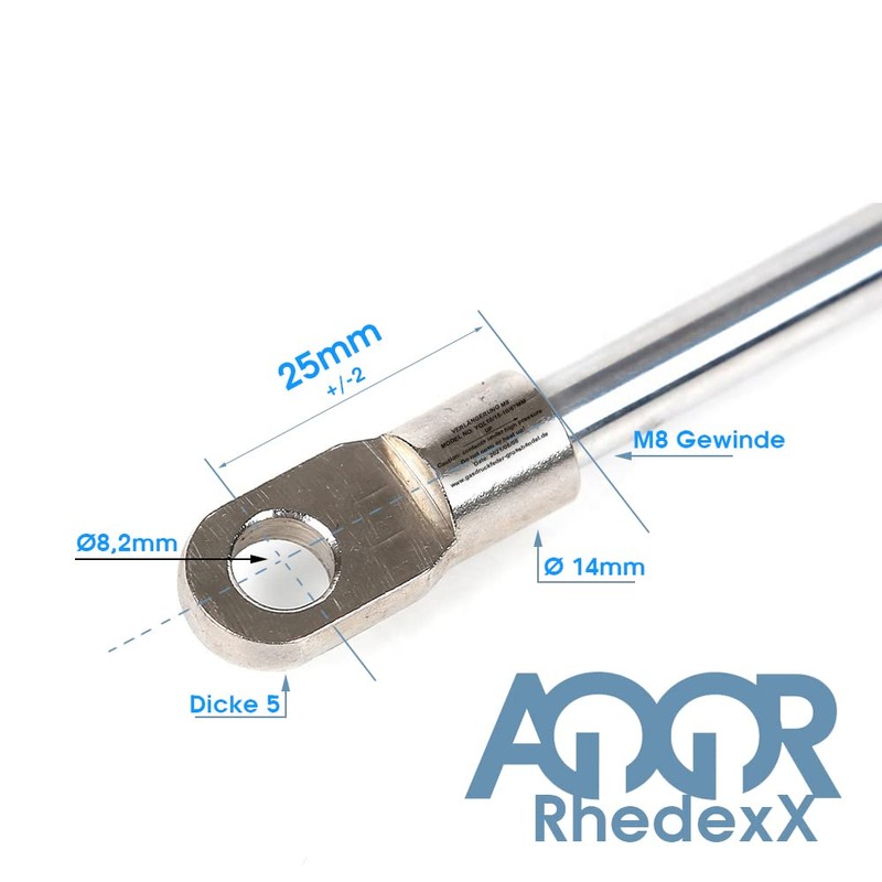 RhedexX® Gas Spring Gas Spring 250 mm/80 mm/100N M8 Gas