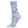 MeMoi Butterfly Rayon Blend Crew Socks Light Blue 9-11