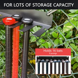 Aolamegs Baseball Bat Holder Rack - Metal Baseball Softball Bat Hanger Racks Caddy - Clips for Dugout Fence or Mounts on Wall to Storage and Display Holds 16 Player Bats Black Color