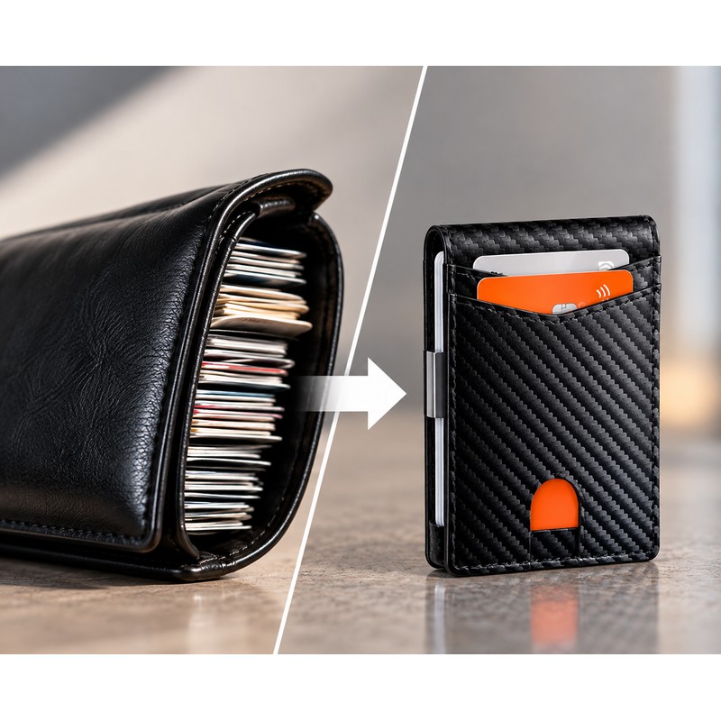 Carbon Fiber RFID Blocking Wallet for Men Slim Minimalist Card
