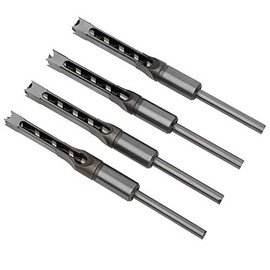 Juego de 4 Brocas para Agujeros Cuadrados para Carpintería, Juego de Herramientas de Perforación para Madera de Acero de 11 a 12,7 Mm, Juego de Brocas para Sierra de Agujeros para Carpintería