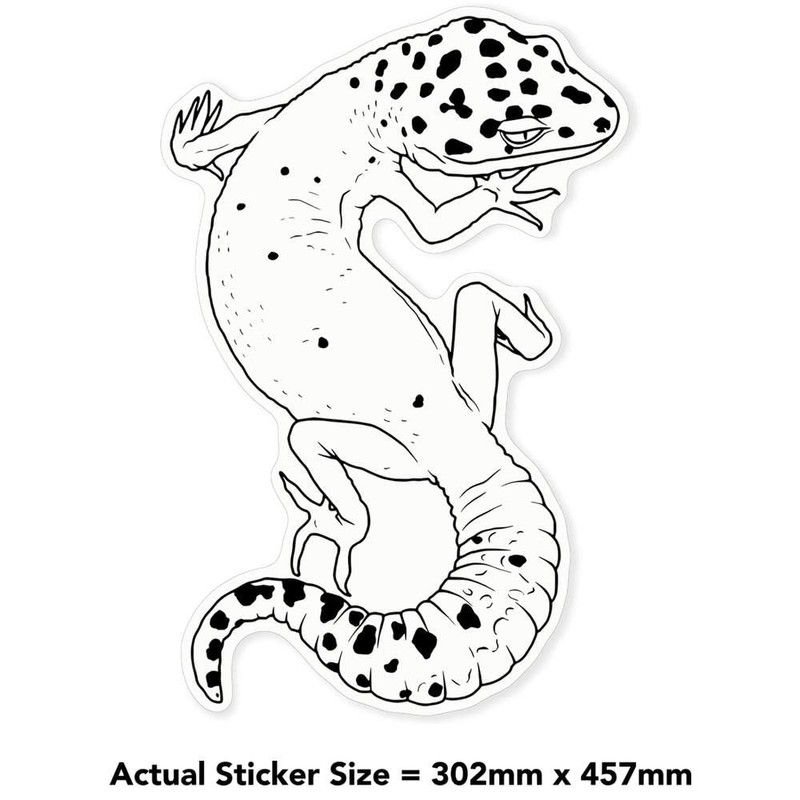 Extra Large 460mm 'Leopard Gecko' Permanent Sticker Decal for Cars/Windows/Bins/Walls