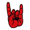 Heavy Metal Hand Red Rocker Devil Horn Iron-On Patch Size