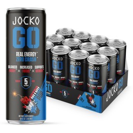 Jocko GO Energy Drink - Keto, Vitamin B12, Vitamin B6, Electrolytes, L Theanine, Magnesium- Energy Boost, Sugar Free Nootropic Monk Fruit Blend - 12 Pack (Nitro Pop)