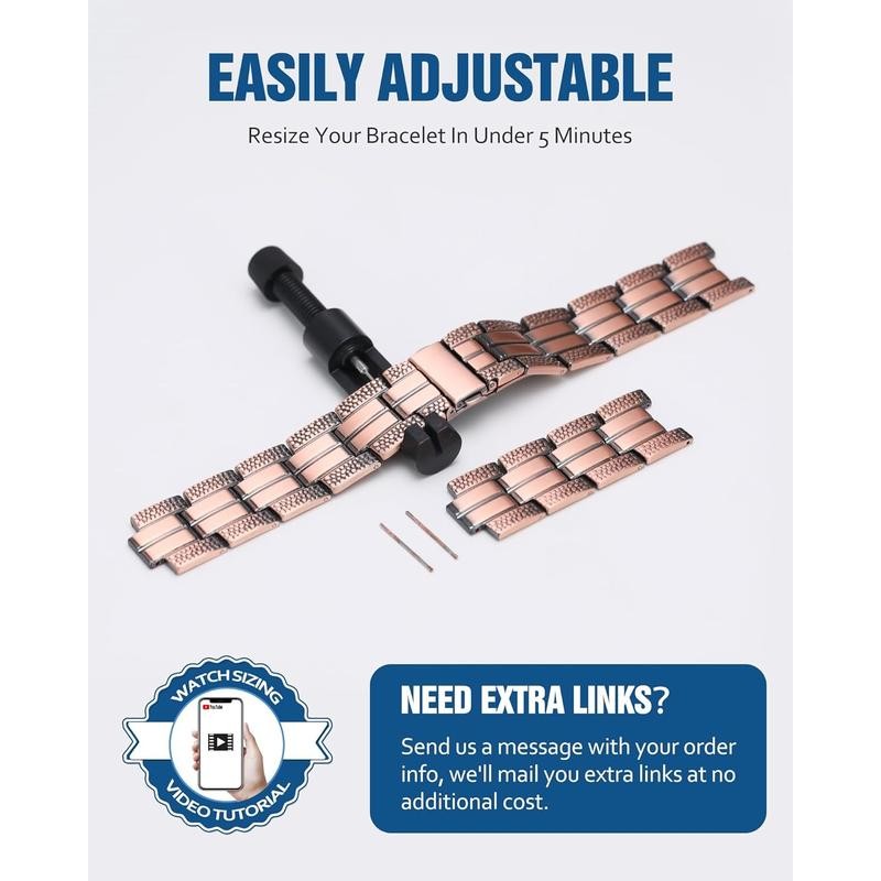 Jecanori Copper Bracelet for Men With Premium Fold-Over Clasp Included