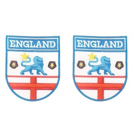 England Flag Shield Patch Iron On Embroidered Applique Tactical National Flags Emblem Badge 2PCS