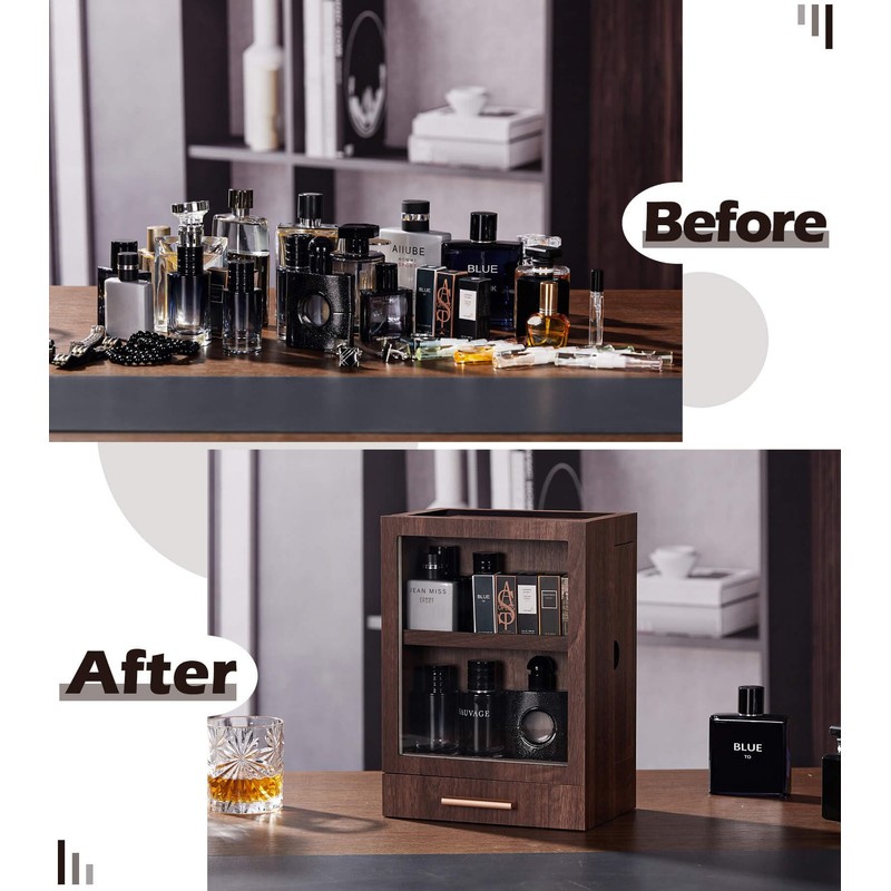 Homde Cologne Storage Organizer with Drawer - Men's Cologne Holder