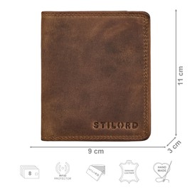 STILORD 'Knox' Leather Wallet Men's Genuine Leather – Large Viennese Combination Purse Coin Purse Men's Large in Portrait Format Wallet with Many Card Slots RFID Protection, Medium - Brown, S, coin