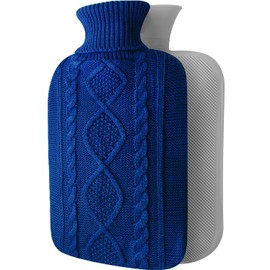 OliviaLiving Hot Water Bottle with Cover - Premium Soft Knitted Cover - 2L Large Capacity - Hot Water Bag for Pain Relief, Neck and Shoulders, Back & Cosy Nights