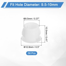 uxcell 58Pcs 10mm(3/8") Nylon Hole Plugs, Flush Type Panel Round Snap in Fastener Knockout Locking Plugs for Furniture Insert End Caps Panels, White