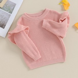 MERSARIPHY Infant Baby Girl Sweater Baby Pullover Sweater Toddler Girl Knit Sweatshirt Fall Winter Clothes (Pink A, 6-9 Months)