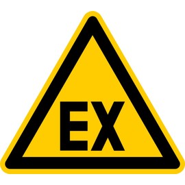Sticker Warning Sign "Warning of Explosive Atmosphere EX" According to D-W 021 ISO 7010 | SL 5-30 cm Made in Germany, Size: SL 15 cm