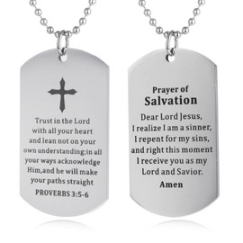 FAYERXL Holy Bible Verse Scripture Baptism Dog Tag Necklace,Engraved Catholic Christian Communion Confirmation Rite Gift for Men/Women/Church pastor