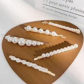 5Pcs Pearl Hair Clips,Alloy Elegant Pearl Bobby Pins Pearl Hair Barrettes Decorative Hair Accessories for Women Bridal Wedding Valentines Mother’s Day Decorative Accessories