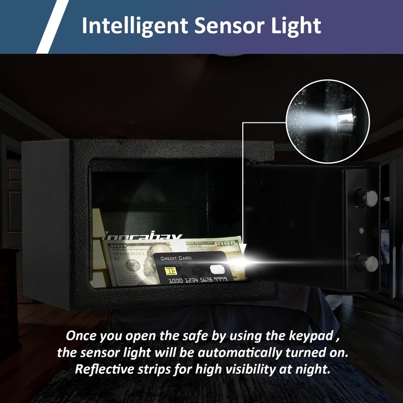 Voncabay Money Safe Box for Home with Sensor Light &