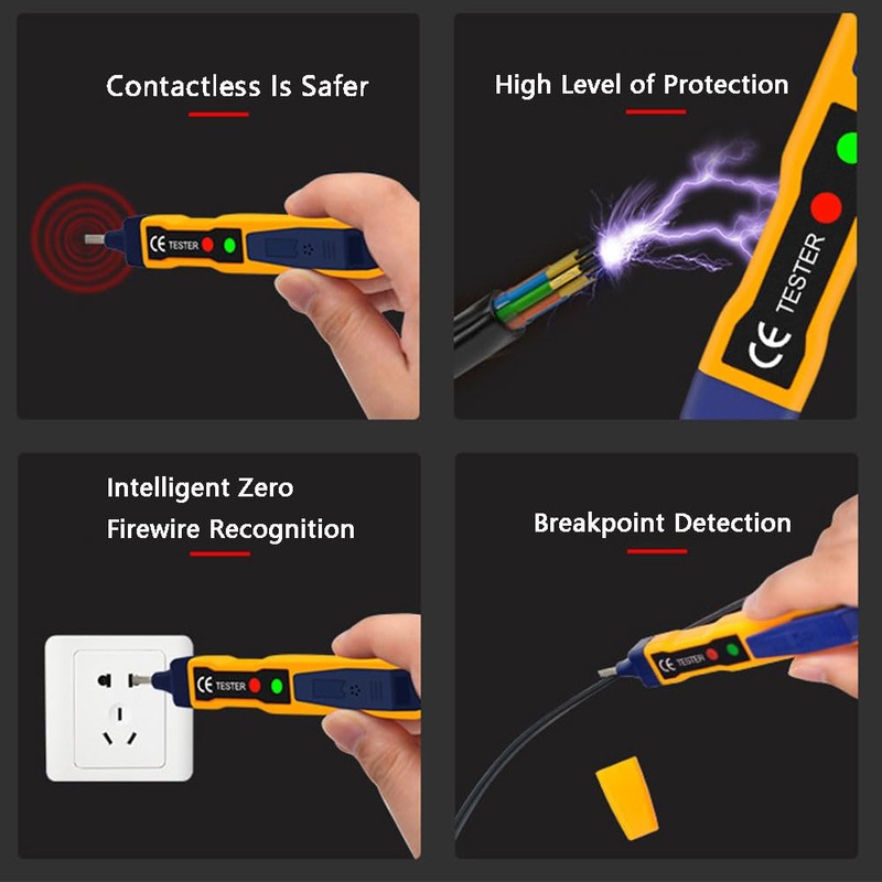 Voltage Tester Pen, 24V-1000V/90V-1000V Dual Range Non-Contact Electric Tester with