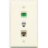 RiteAV 1 Port SC APC Simplex Phone and Cat6 Ethernet Wall Plate - Flat Style [Light-Almond]