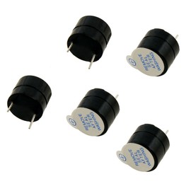 uxcell a12081600ux0477 12 mm Diameter 5 Piece DC 5V 2 Terminals Electronic Continuous Sound Buzzer