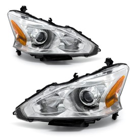 ROADEAL Headlight Assembly for 2013 2014 2015 Nissan Altima sedan/13 14 15 Nissan Altima S/SL/SV 4-Door Headlamp 4-Door With Chrome Housing Direct Replacement Left + Right