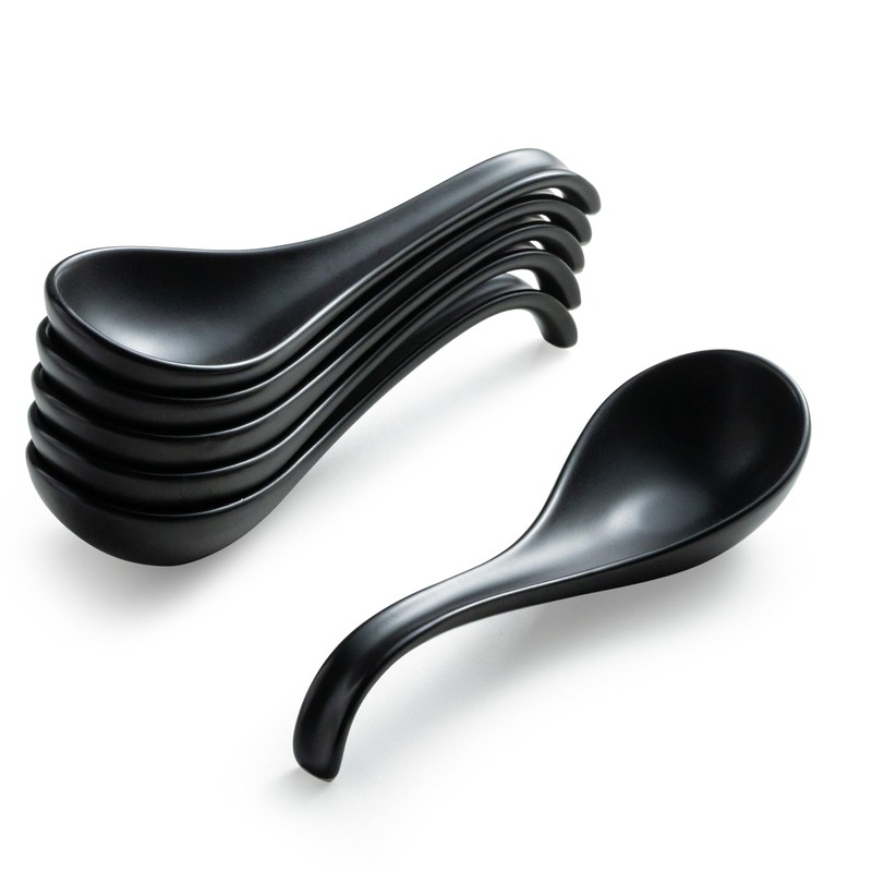 Gomakren Asian Soup Spoons, 6.5 Inch Ceramic Chinese Soup Spoons