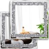 XIHACTY 2 Piece Wall Mirrors, Crush Diamond Mirrors Decor, Silver